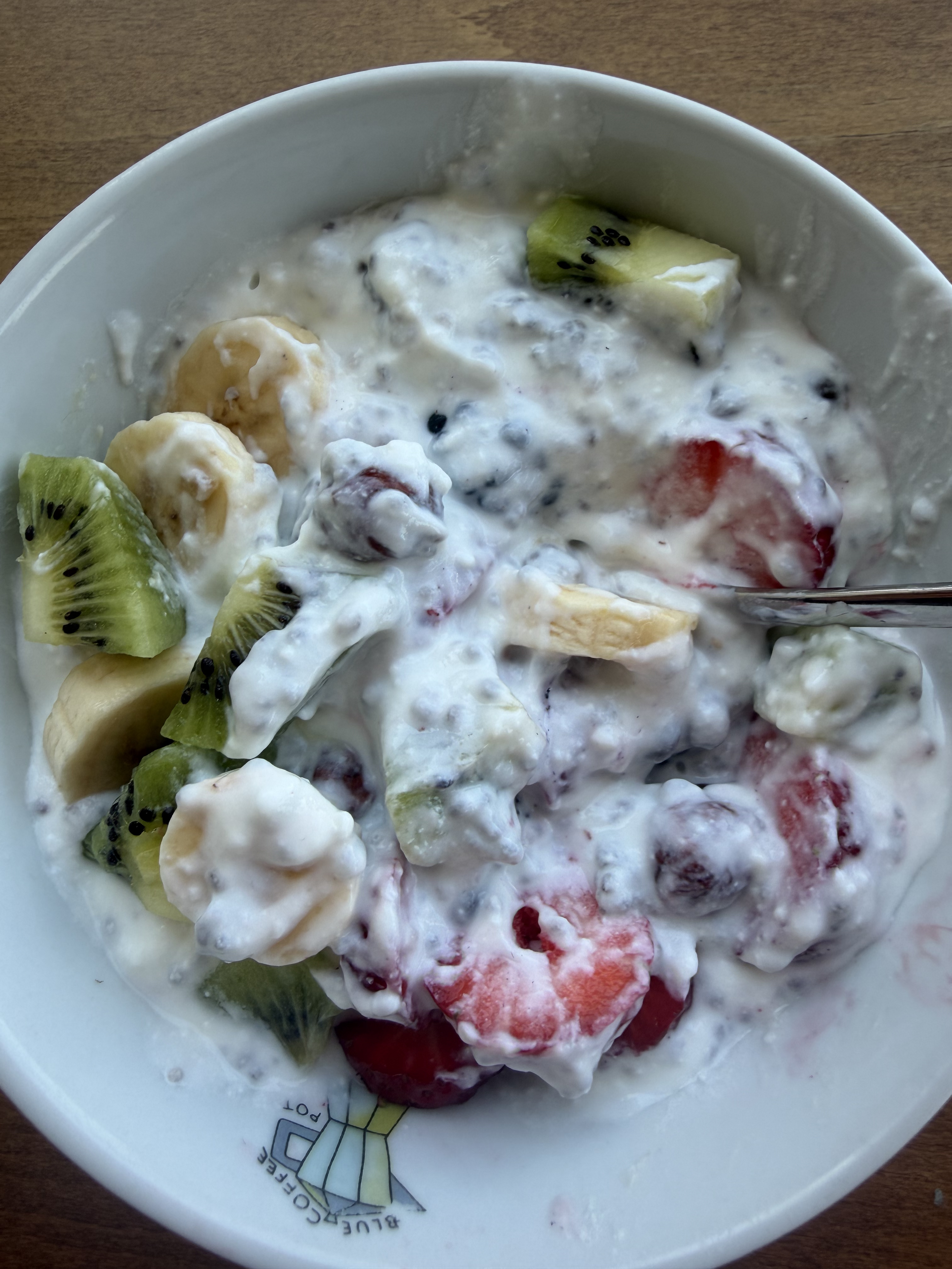 delicious greek style yogurt with fresh fruit and chia seeds